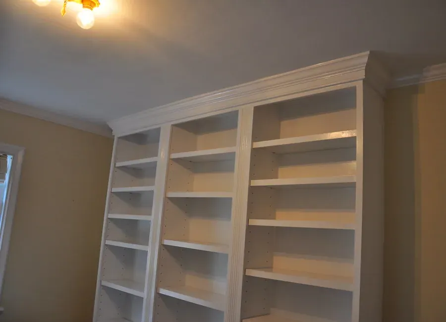 Room with new crown molding and baseboards