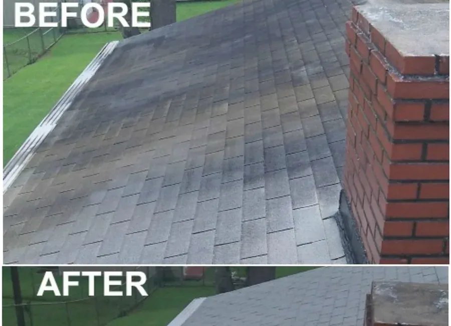 Home exterior soft-washed clean of mildew